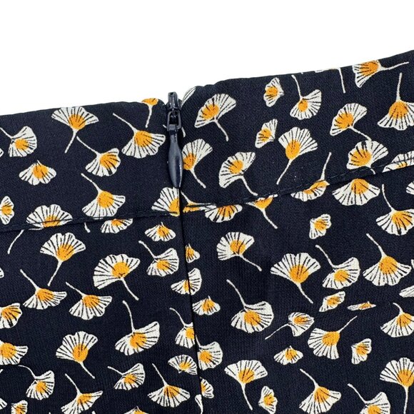 RR Womens Black Floral Wrap Front Zipper Midi A-Line Skirt Size 4 - Picture 3 of 11